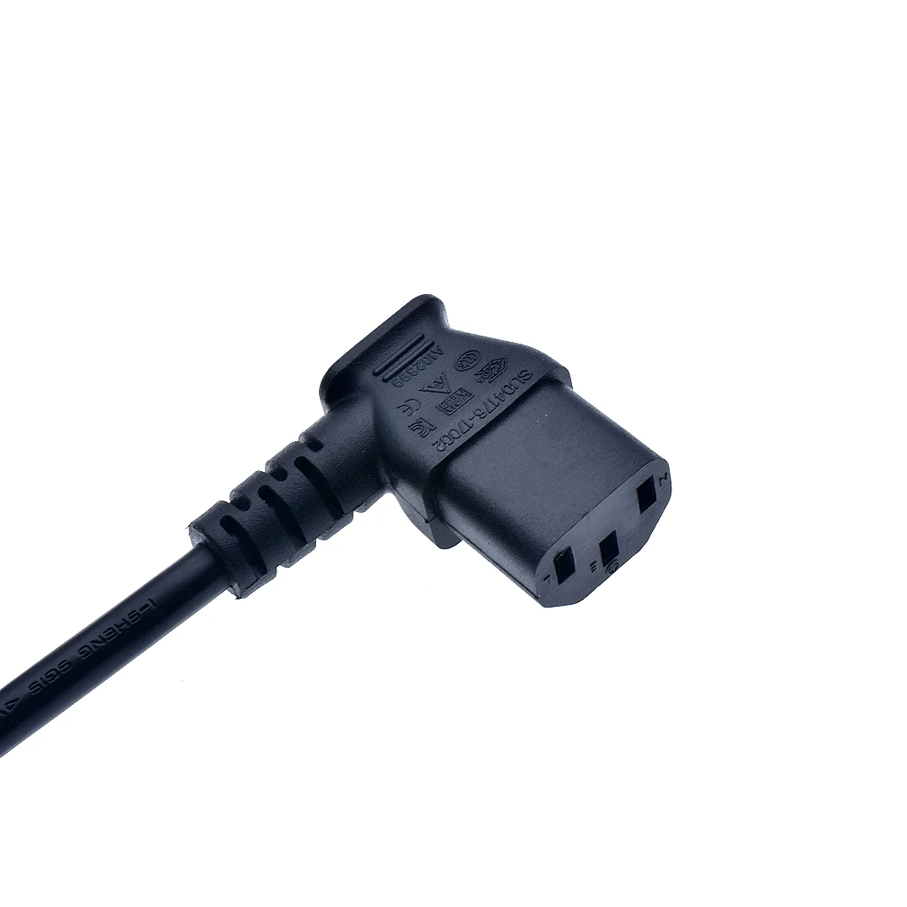 Short 0.3M/1ft European 3 Pin Male to IEC 3 Pin Female ,Schuko to C13 Left angled power cord*