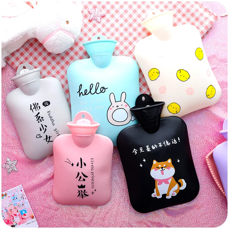 Hot water bag water injection explosion-proof size warm water bag hot compress stomach warm palace cartoon cute adult female