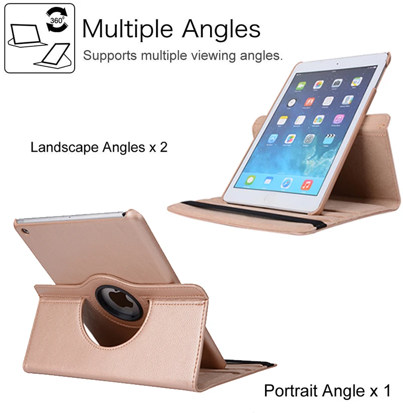 Casing Penutup Pintar Kulit Berputar 360 Derajat untuk Apple iPad Air 2 Air 1 5 6 Mini 6 iPad 9.7 2017 2018 A1822 A1823 Coque Funda