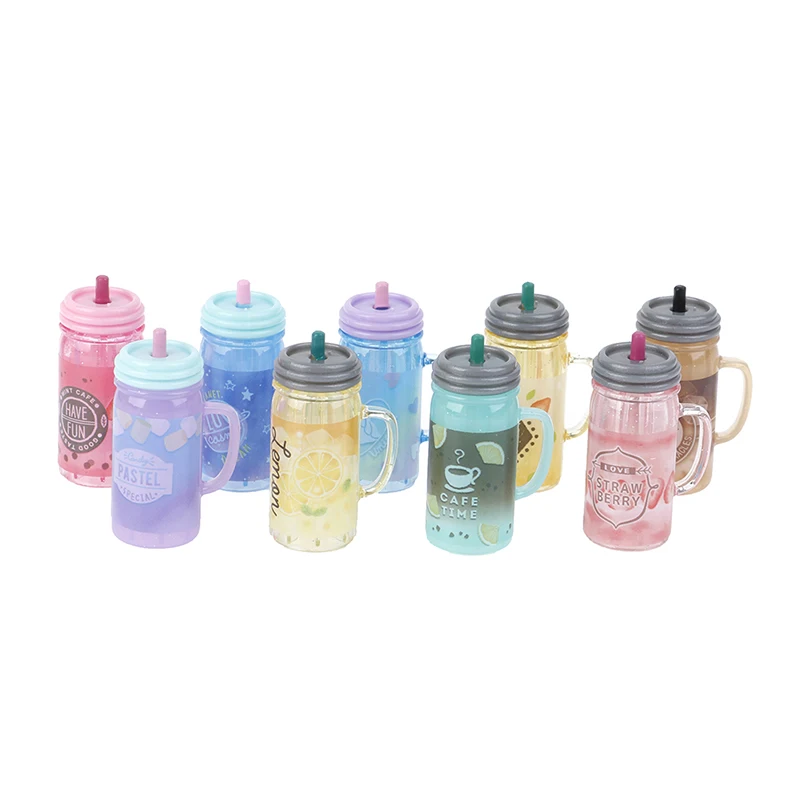 1:12 Dollhouse Mini Drink Juice Cup Miniature Accessories Bottle Gifts Resin Fruit Tea Cup Simulation Drinks Model Toys