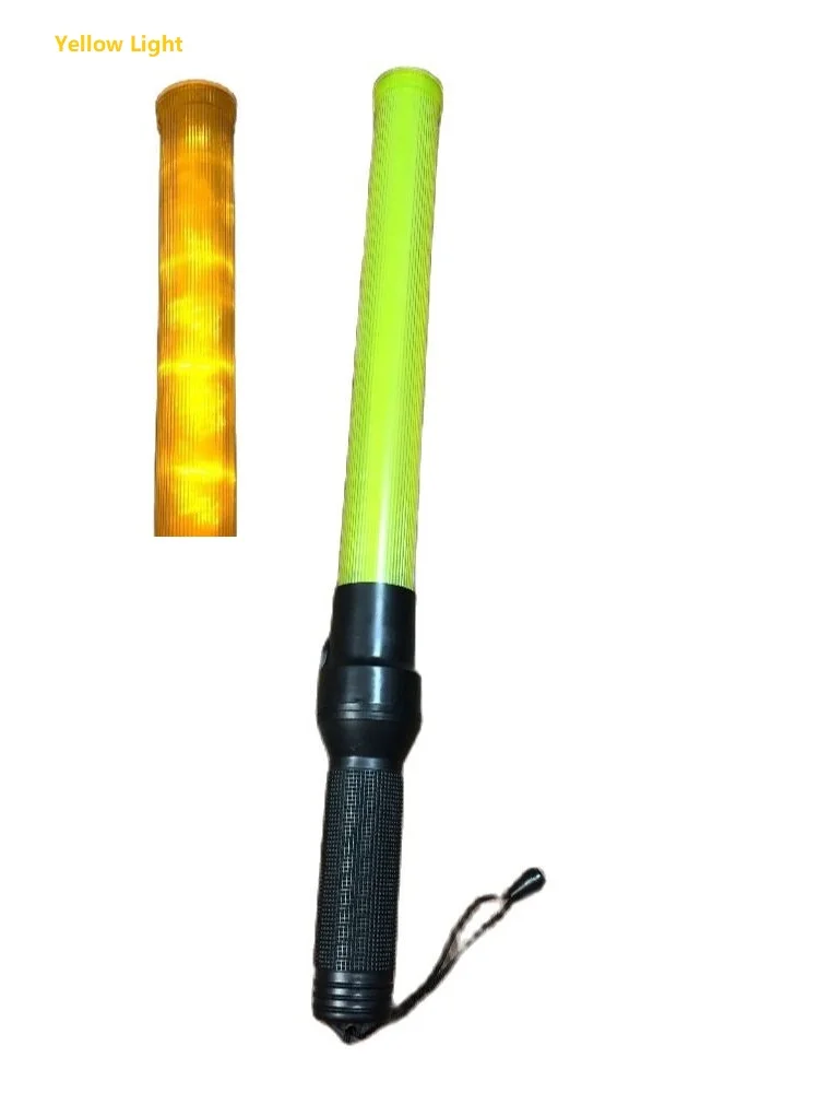 54cm Yellow Rechargeable Built-in Battery Outdoor LED Traffic Emergency Safety Fluorescent Warning Light Baton