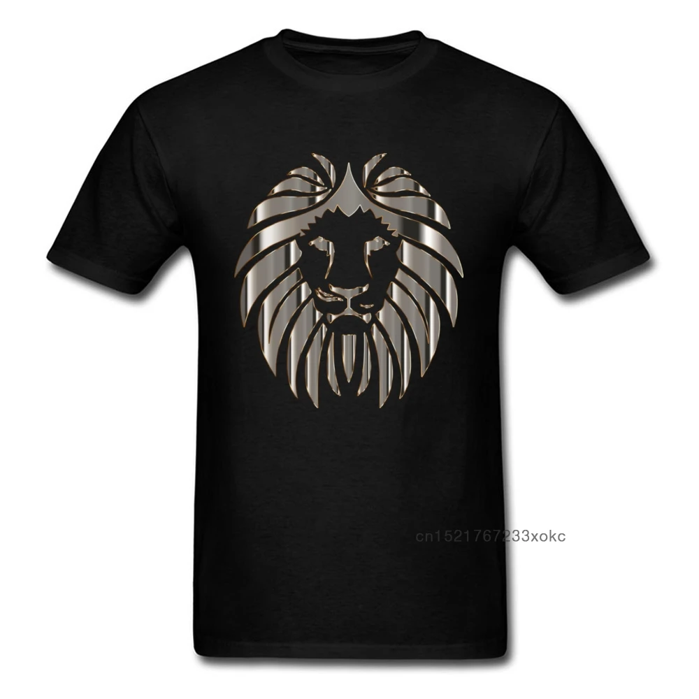 Rock N Roll Cool Men Black T-shirt Company Custom Group Tee Shirt Metal Sense Awesome Lion Print Short Sleeve Tshirt