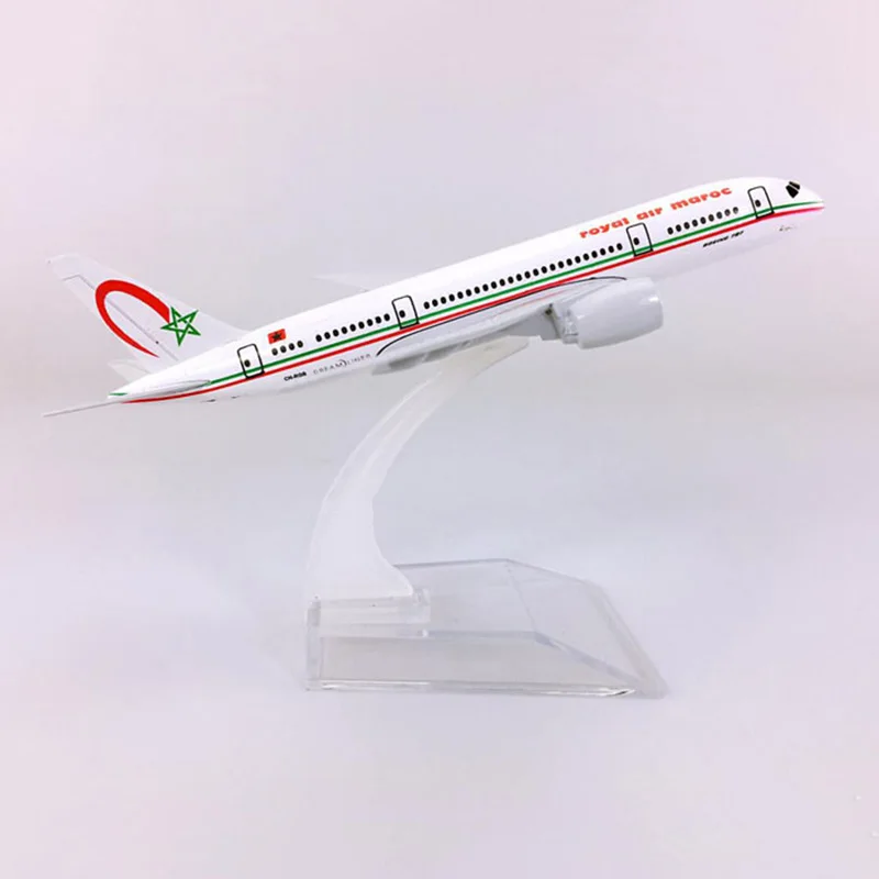 14CM 1/400 B787-800 Model Royal Air Moroccan Airlines W Base Metal Alloy Aircraft Plane Gift Kids Toy Collection