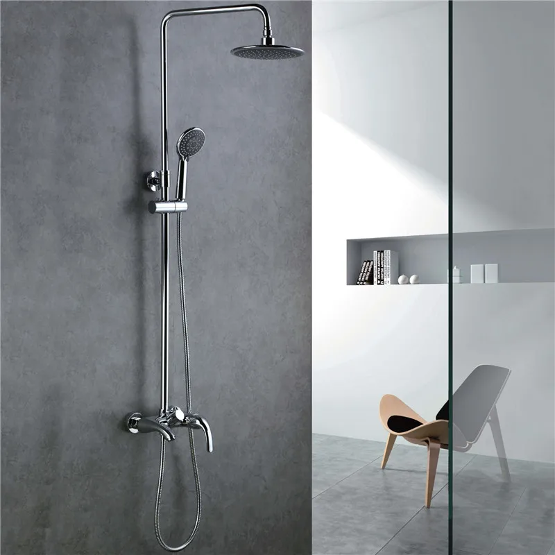 Bathroom Faucet Set Chrome Big Rain Shower All Copper Bath Faucet Wall Mounted Bathtub Shower Mixer Tap Shower Set Mixer Tap