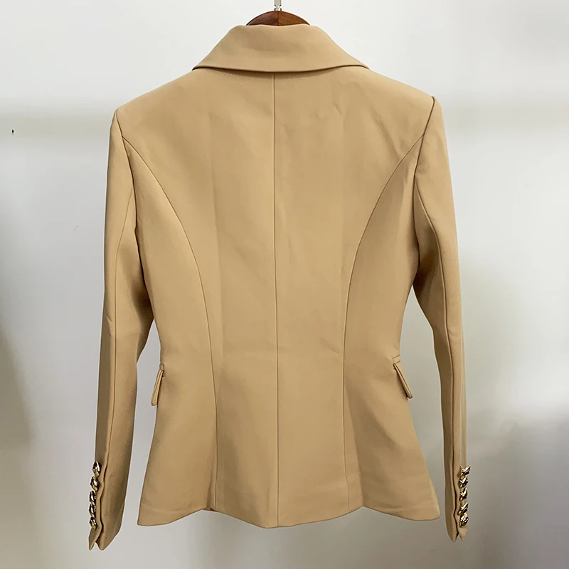 TOP QUALITY New Stylish 2024 Classic Designer Blazer Women\'s Double Breasted Metal Lion Buttons Blazer Jacket Outer Wear Khaki