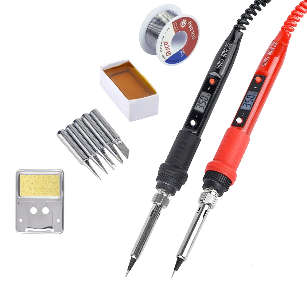 JCD Electric Soldering Iron 80W Adjustable Temperature LCD Welding Tool Ceramic Heater Soldering Iron Head Welding repair tools