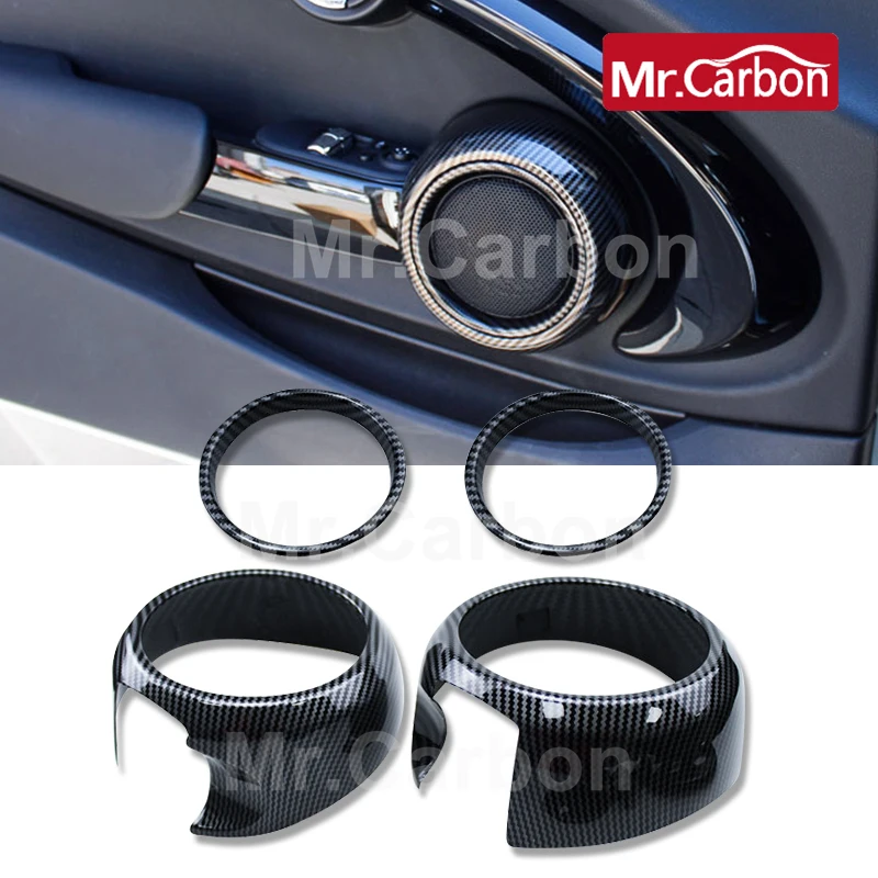 Car Door Horn Decorative Ring Carbon Style Sticker Protective Cover For BMW MINI ONE CooperS JCW F55 F56 F57 Styling Accessories