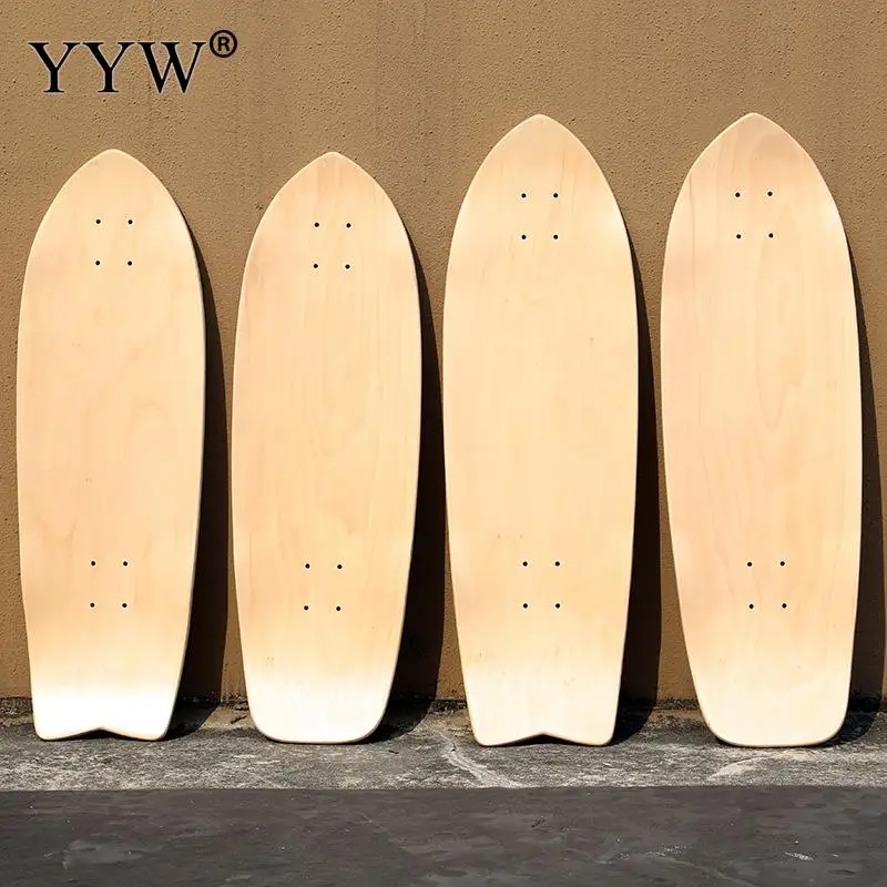 80*25cm Maple Wood Blank Fish Skateboard Hand-Painted Longboard Deck Sliding For Kids Teens Beginner Blank Skate Board Deck DIY