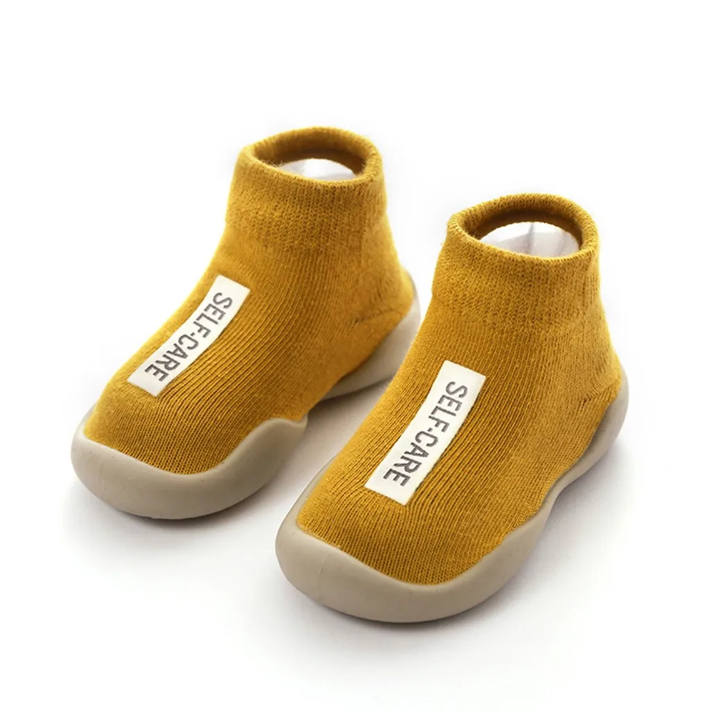 Autumn Children Shoes Toddler Baby Boys Girls Solid Letter Printing Anti-slip Knitted Warm Casual Socks Running Shoes Кроссовки