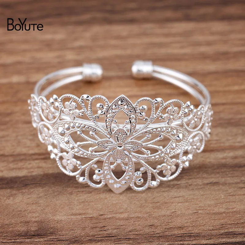 BoYuTe (5 Pieces/Lot) 65*60mm Metal Brass Filigree Bracelet Base Diy Bracelet Jewelry Accessories Handmade Materials