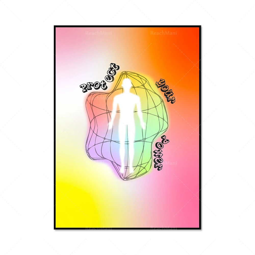 Become the energy you want to attract, protect your energy, halo poster, beautiful room decoration, grainy gradient, psychedelic