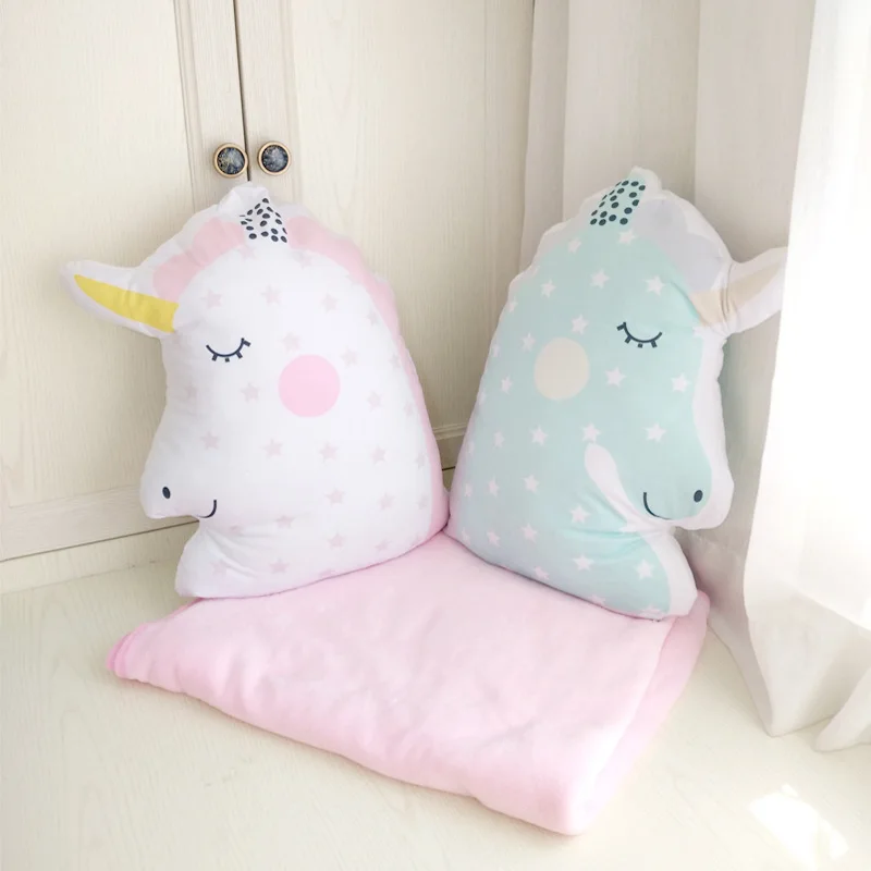 Beautiful Unicorn Doll Blanket Cute Comfy Pillow Soft Sofa Cushion Plush Toy Stuffed Animal Room Car Decor Baby Sleep Present