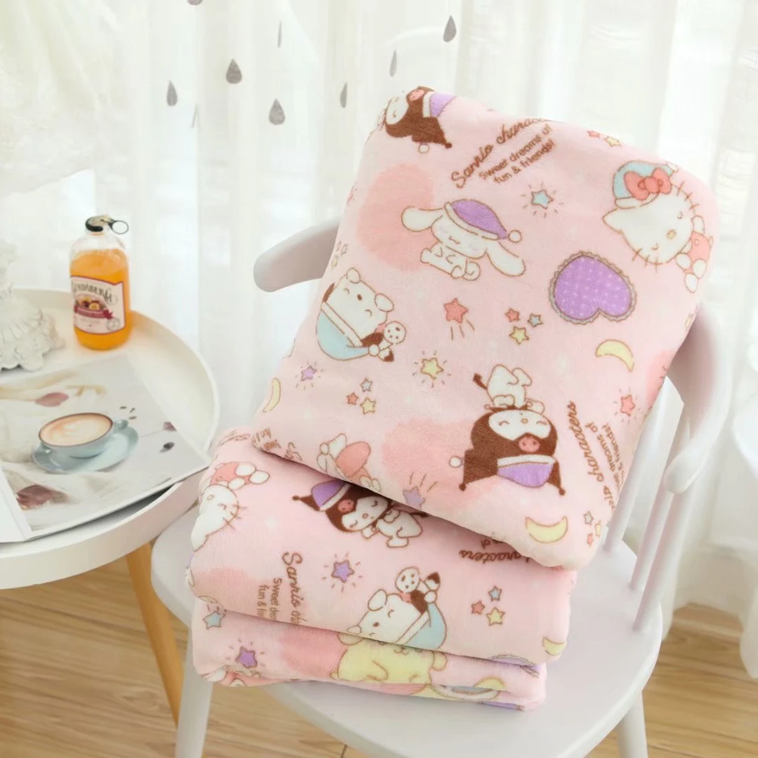 Pink Flannel Blanket Pink Girl Japan Cartoon Bedroom Sofa Blanket Comfortable Warm Flannel Blanket Travel Cover Blanket Gifts