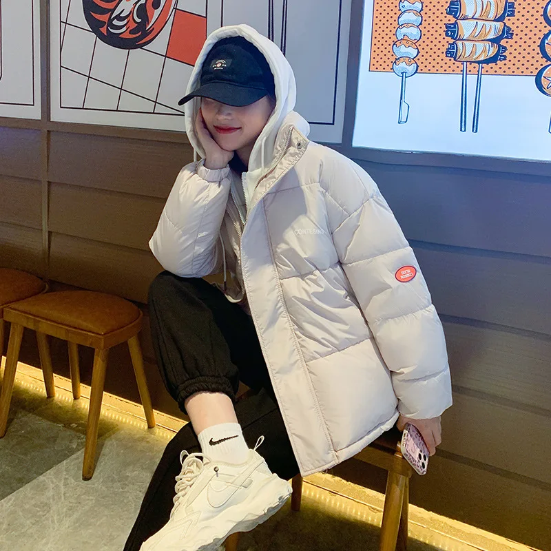 Winter New Fake Two-piece Thick Jacket Women Parkas Hooded Thick Down Cotton Streetwear Candy Color