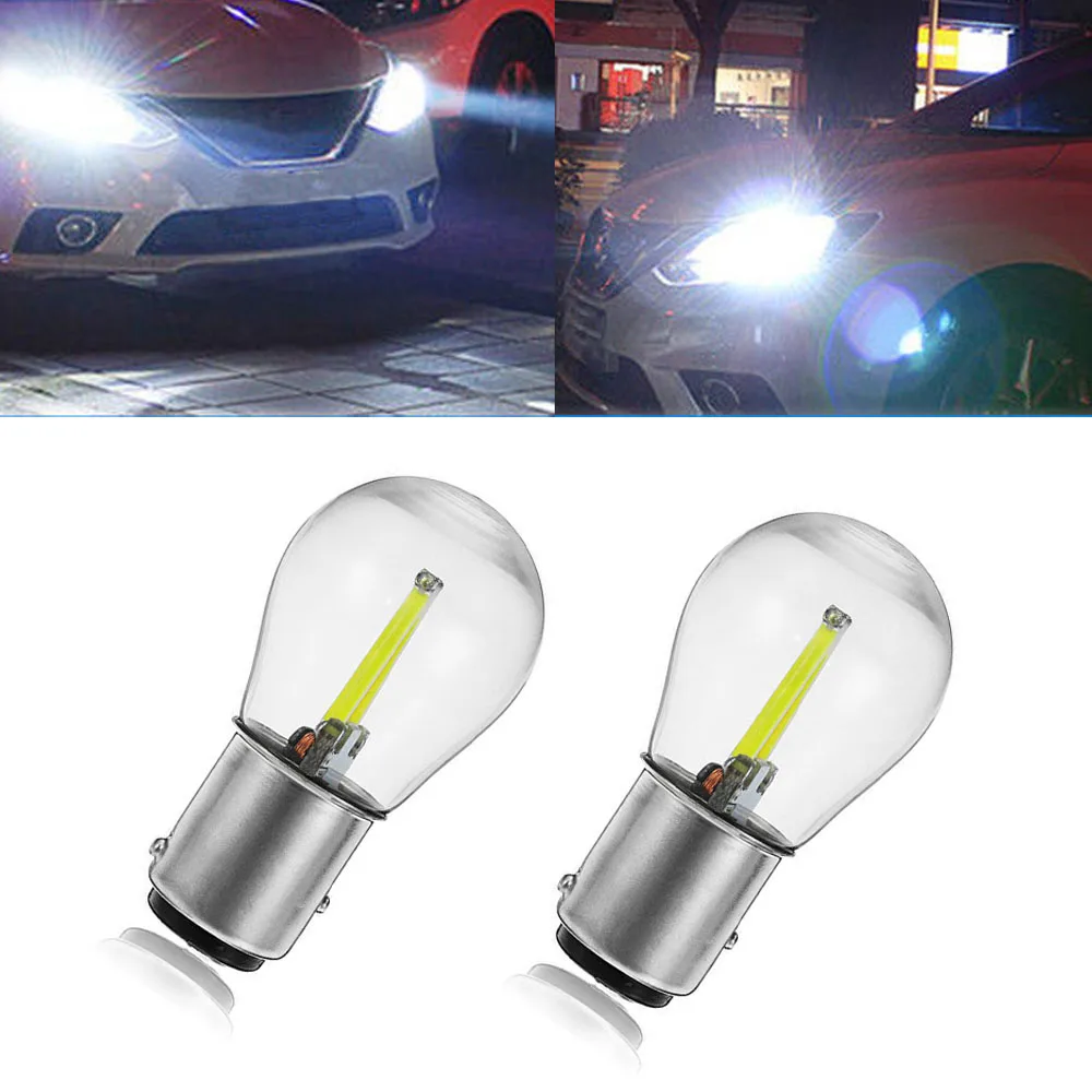 

2 Pcs White 1157 BA15D 12V COB LED Car Auto Mount Reverse Backup Tail Brake Lights Lamp Bulbs White Bright Car Accessories