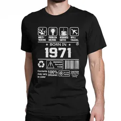 誕生日パーティー用のお祝いメンズTシャツ,カジュアルなラウンドネックTシャツ,コットン,ラージサイズ,原宿,1971