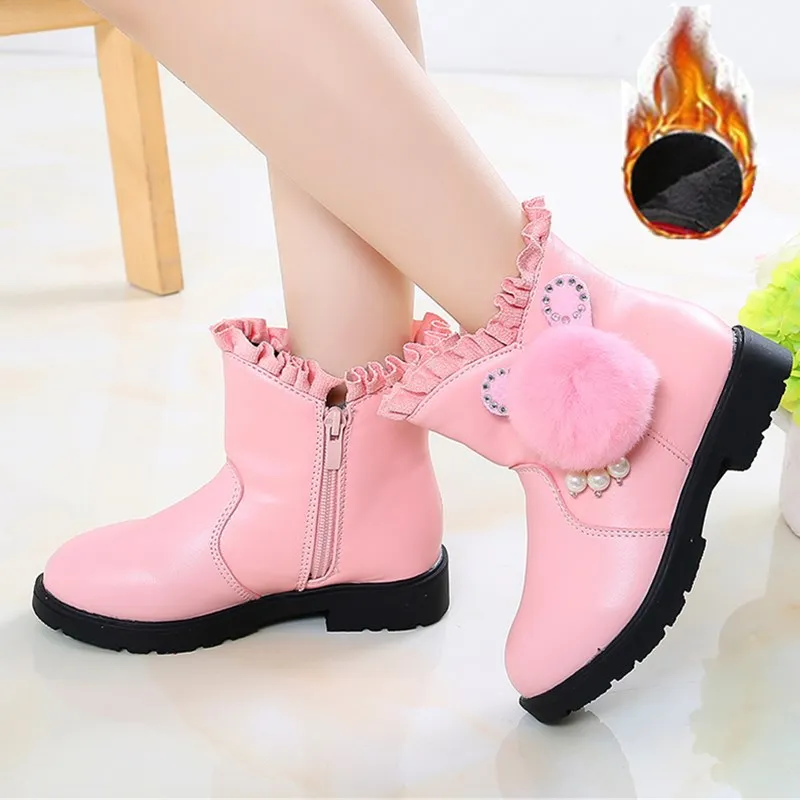 Kids Shoes 2020 Girlish Winter Snow Leather Boot Child Sneakers For Teenage Little Girl Middle Tube 3 4 5 6 7 8 9 11 12 13 Years