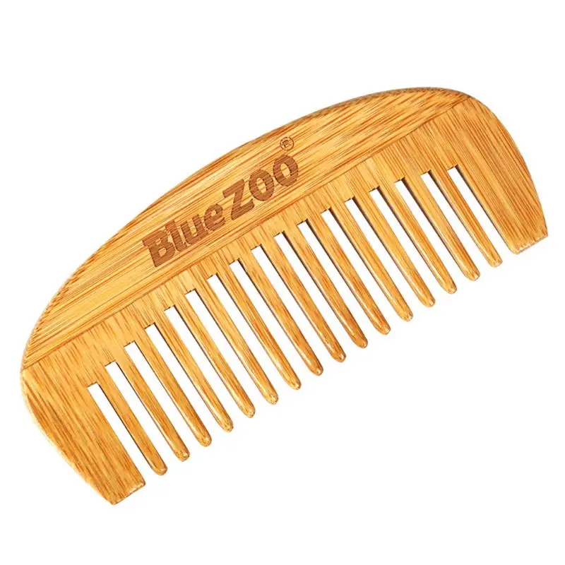 12cm Length Mini Portable Natural Bamboo Wooden Hair Combs Curved Crescent Shape Anti-Static Health Care Comb Hair Styling Tool