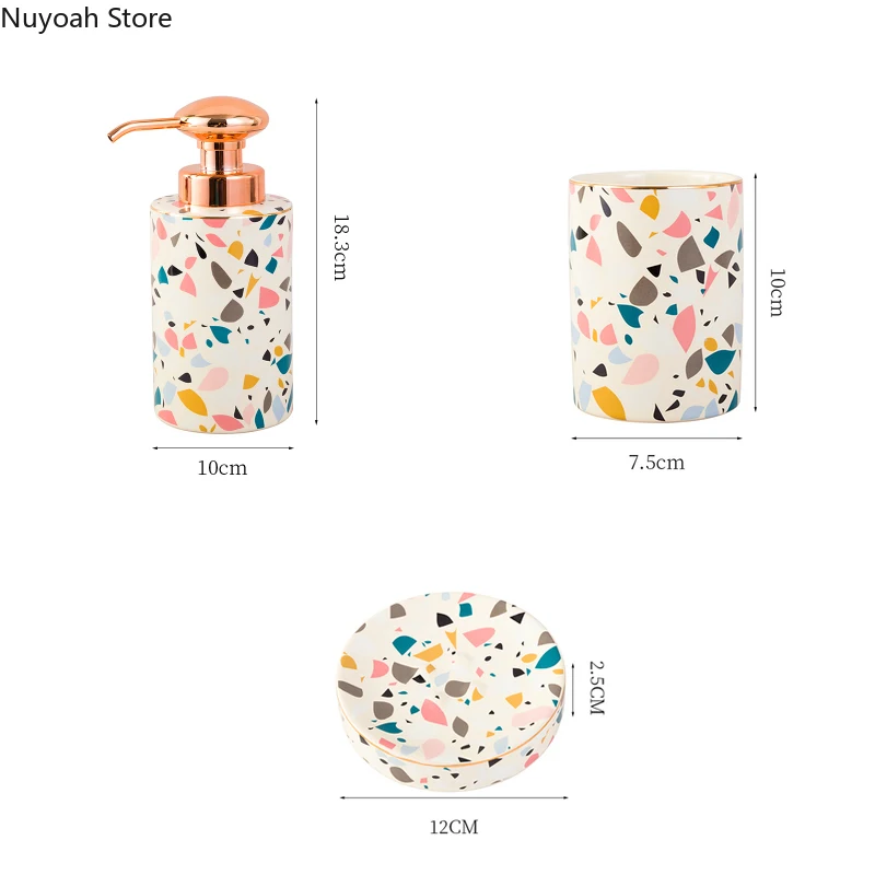 Bathroom Accessories Household Ceramic Toothbrush Cup Lotion Bottle Soap Dish Nordic Home Decoration Creative Bathroom Supplies