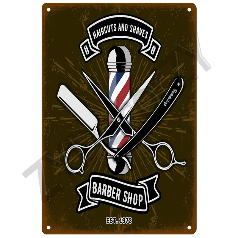 Barber Shop Tin Sign Poster Vintage Wall Posters Metal Sign Decorative Wall Plate Kitchen Plaque Metal Vintage Decor Accessories