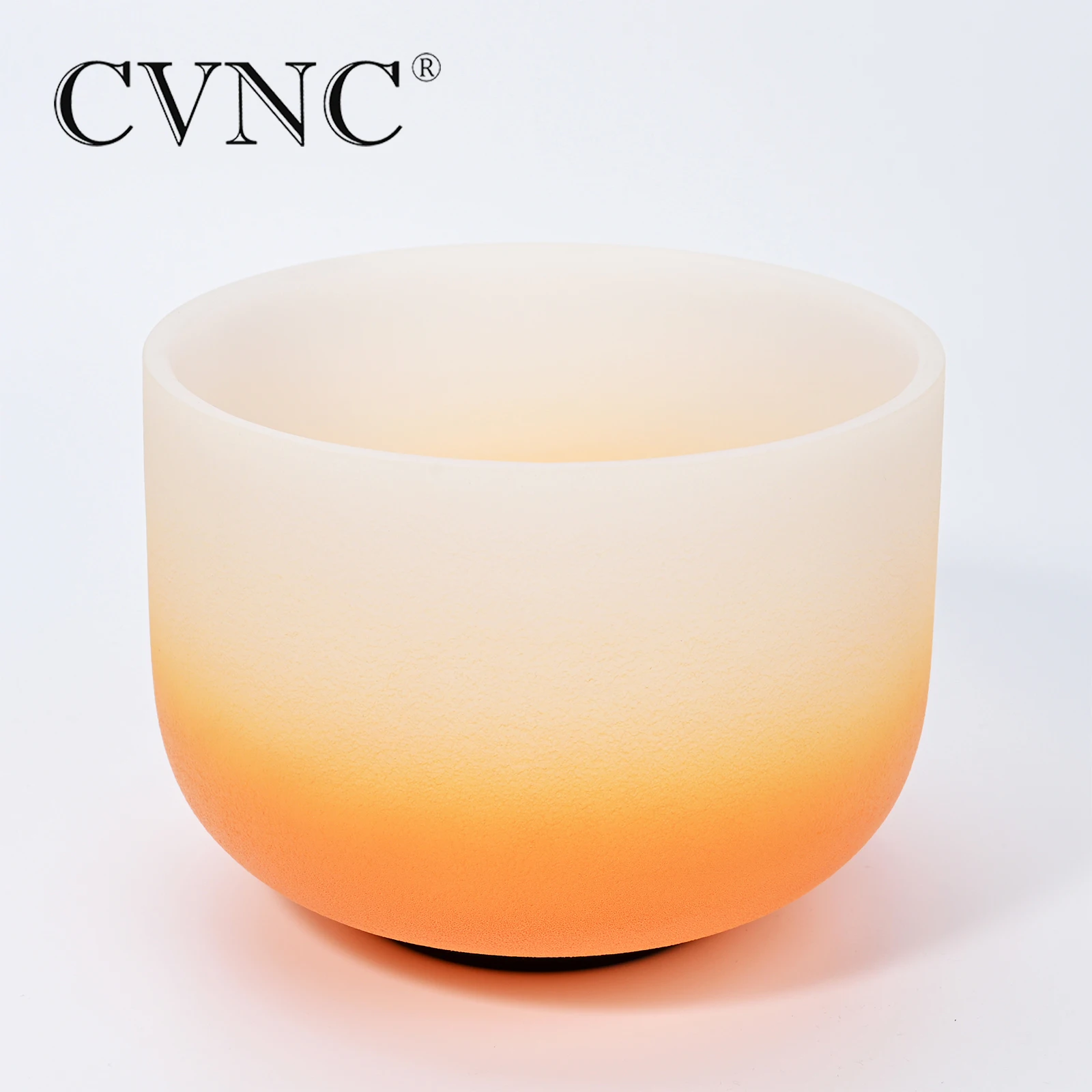 CVNC 8 Inch D Note Candy Frosted Quartz Crystal Singing Bowl Navel Chakra for Sound Healing and Meditation with Bag