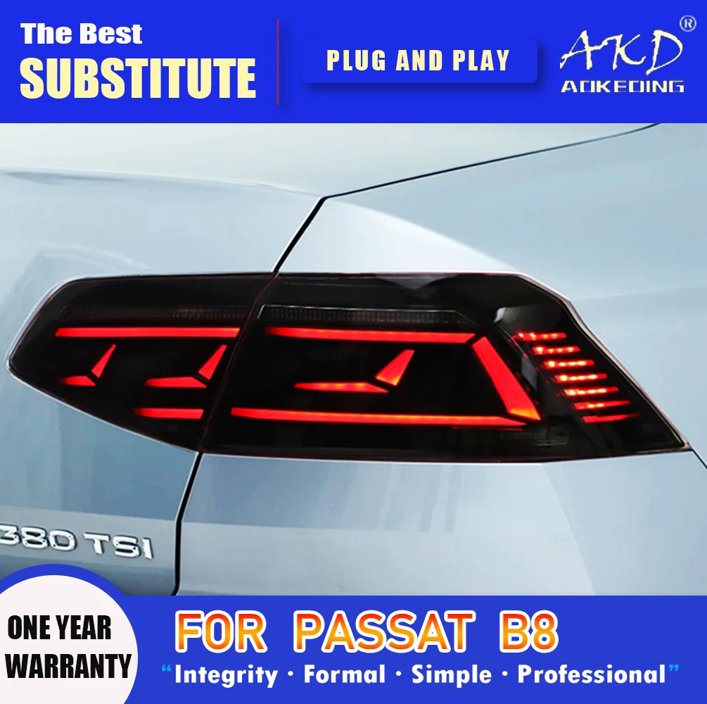 AKD Tail Lamp for VW Passat B8 Upgrade 8.5th LED Tail Light 2016-2020 Passat Rear Fog Brake Turn Signal Automotive Accessories