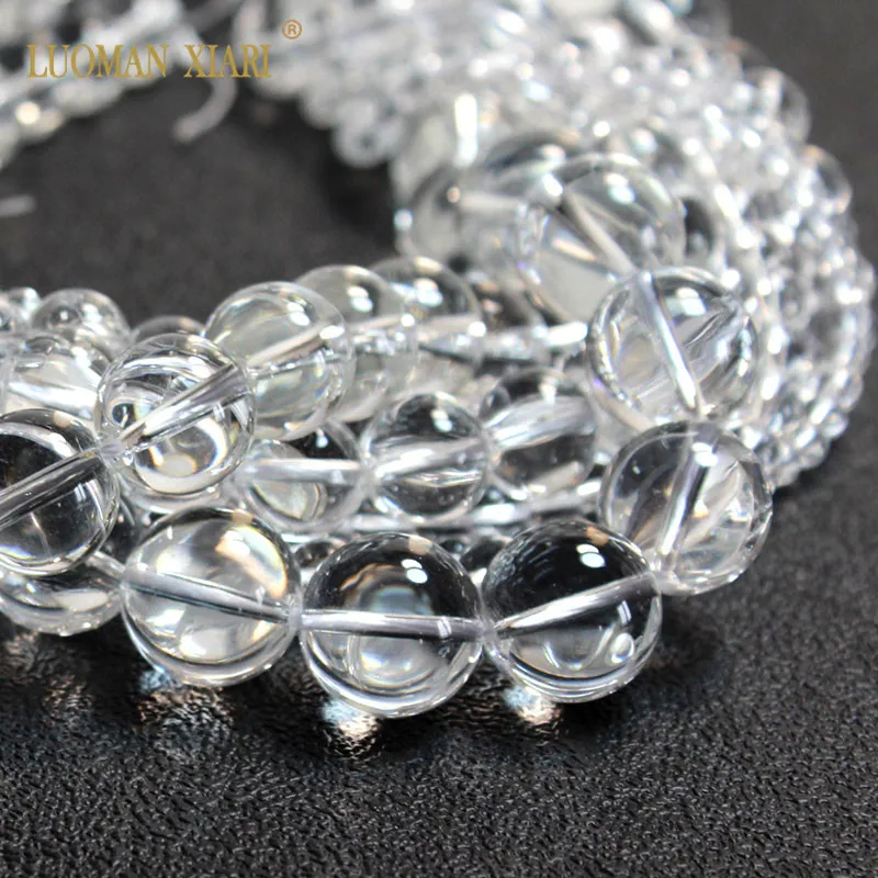 Wholesale AAA White Crystal  Round Natural Stone Beads For Jewelry Making DIY Bracelet Necklace 4/6/8/10/12/14 mm Strand 15\'\'