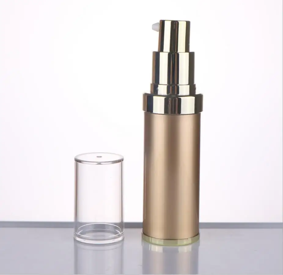 30ML ゴールドエアレスプラスチックローションボトルローションエマルジョンセラムエッセンスファンデーションモイスチャートナーヒアルロン酸化粧品包装