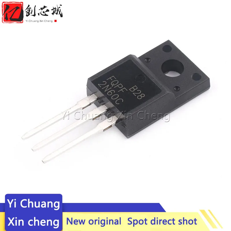 

5PCS FQPF2N60C 2N60C 2N60 600V 2A MOSFET N-Channel Transistor TO-220F IC