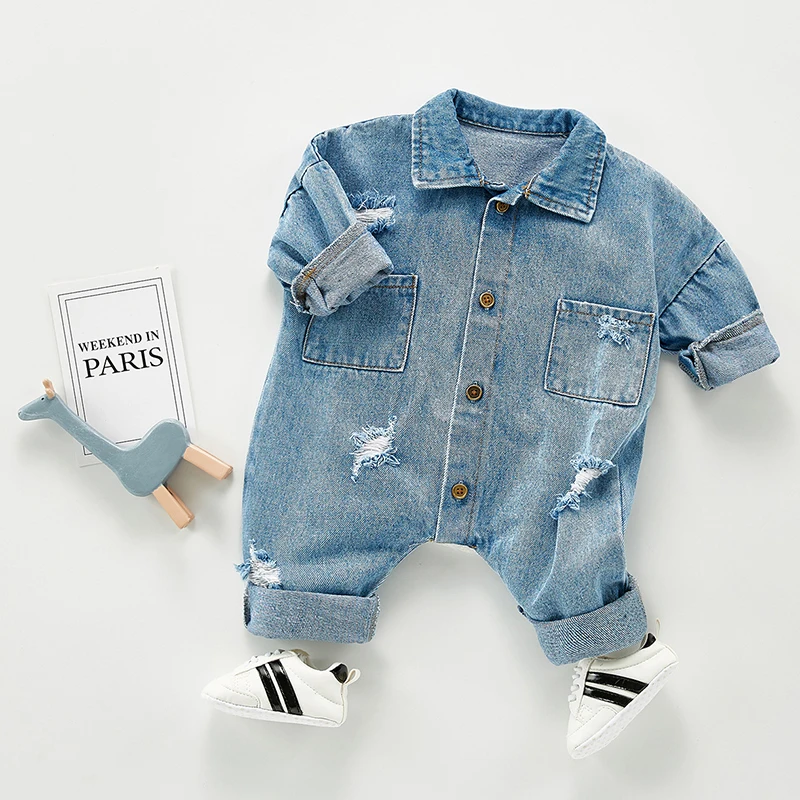 Newborn Baby Clothes Baby Girl Clothes Outfits Baby Boys Rompers Kid Cotton Flexible Hole Denim Costume Girls Infant Jumpsuit