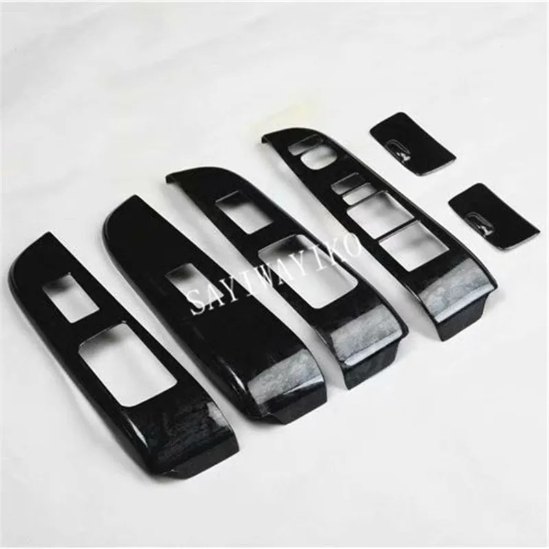 LHD 6pcs/lot ABS carbon fiber grain or wooden grain car window lift panel decoration cover for 2012-2015 Toyota camry MK7