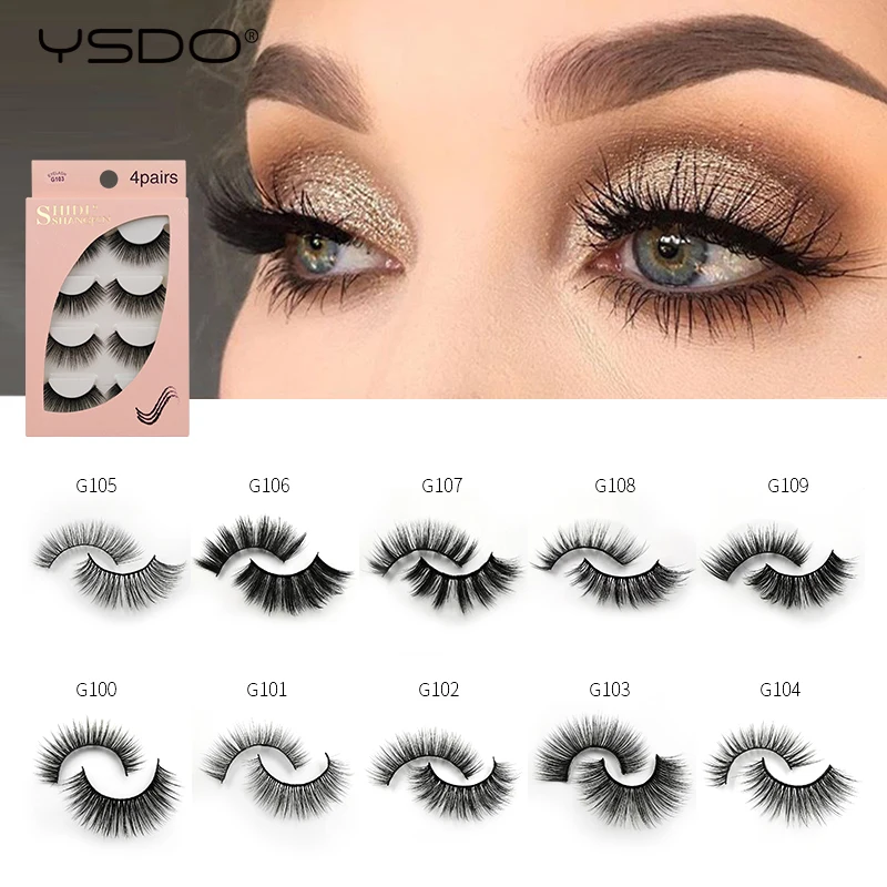 YSDO 3/4 Pairs Eyelashes Natural Long 3d Mink Lashes Faux Cils Hand Made Mink Eyelashes Strip Makeup False Lashes Volume Cilios