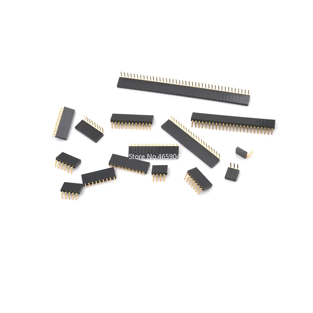 10 Pieces/Lot 2.54mm Single Row Female Right Angle Pin Header Socket 1*2/3/4/5/6/7/8/9/10/20/40Pin Connector For Arduino