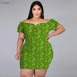 Women's Clothing Plus Size Dresses 2021 Autumn Knitted Sexy Off-Shoulder Dress Lace-up Nightclub Skirt Urban Casual Soild Color