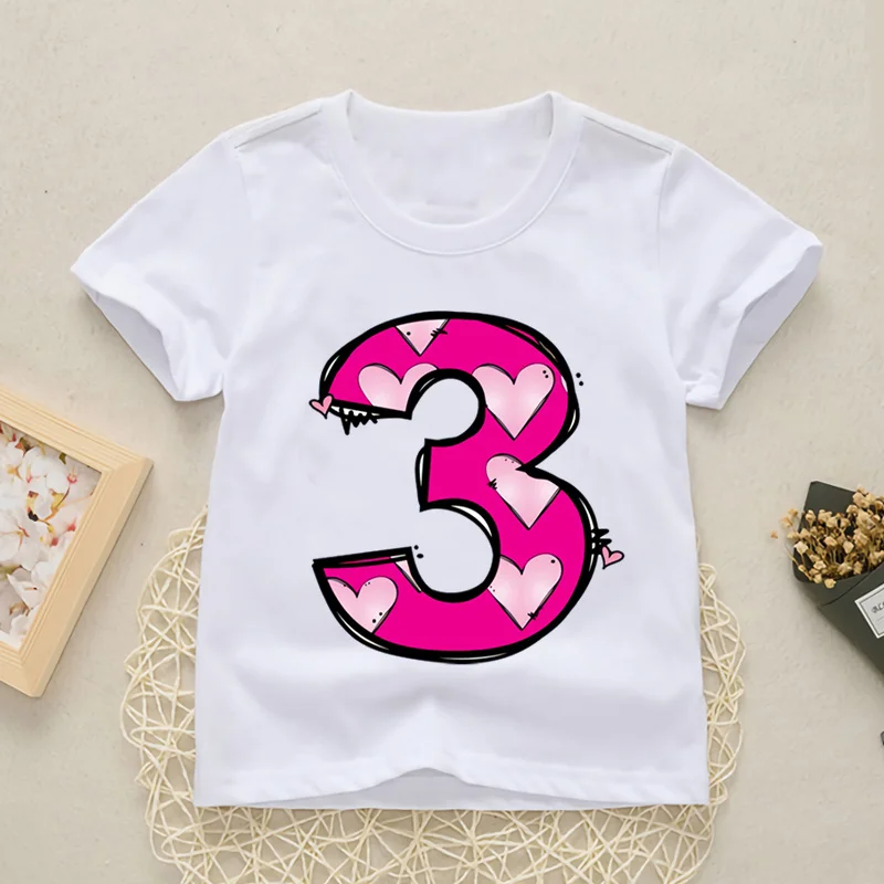 Baby Digital Clothes Number 1-9 Letter Print Boys/Girls T shirt Kids Happy Birthday Gift Funny Print Cartoon T-shirt,YKP009