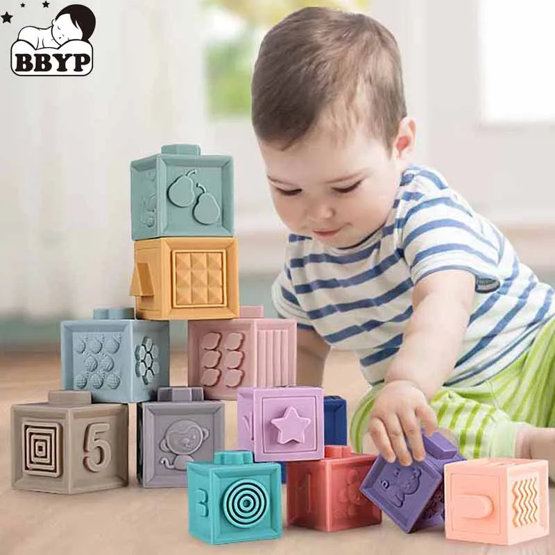 

Baby Capture Toys Sensory Silicone Educational Building Blocks 3D Touch Hand Soft Balls Baby Massage Rubber Teethers Squeeze Toy