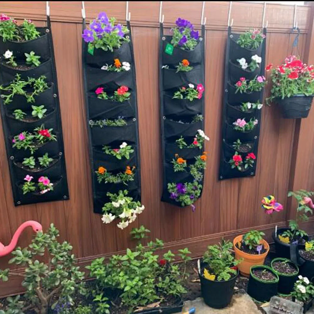 縦型ガーデンプランター100*30cm,壁掛け花栽培バッグ,7ポケット,野菜,居間,庭,家庭用品d30