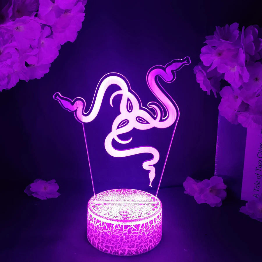 3D LED Light Hot Game Razer Acrylic Illusion Night Lamp RGB Flashing Cool Gift Desktop Setup Computer Backlight Room Decoration