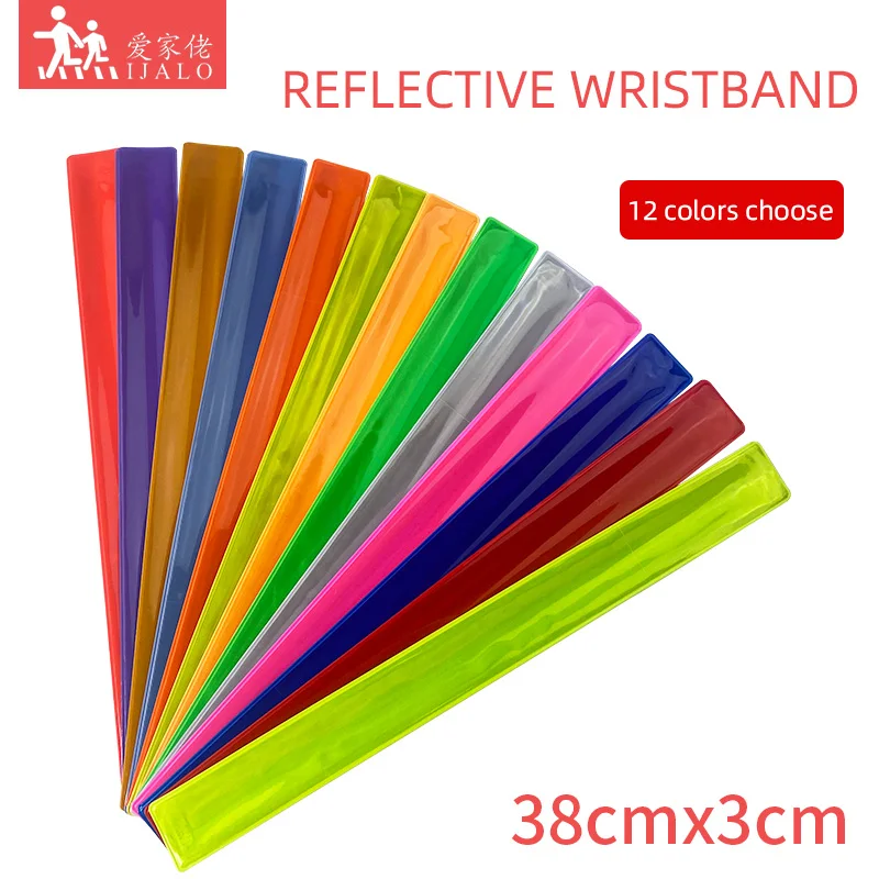 38CM Reflective Wristband Armband Slap Band Bracelets Leg Straps Safety Reflector For Sports Running  Riding Safety Visibility