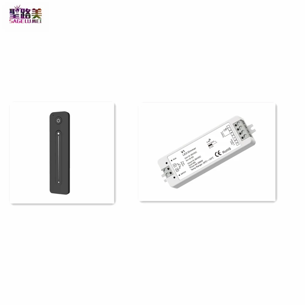 

V1 1CH*8A 5-36VDC CV Controller Push-Dim 12V 24V LED Dimmer , 1 Zone Dimming Remote Control R11 For Single Color Strip Lights