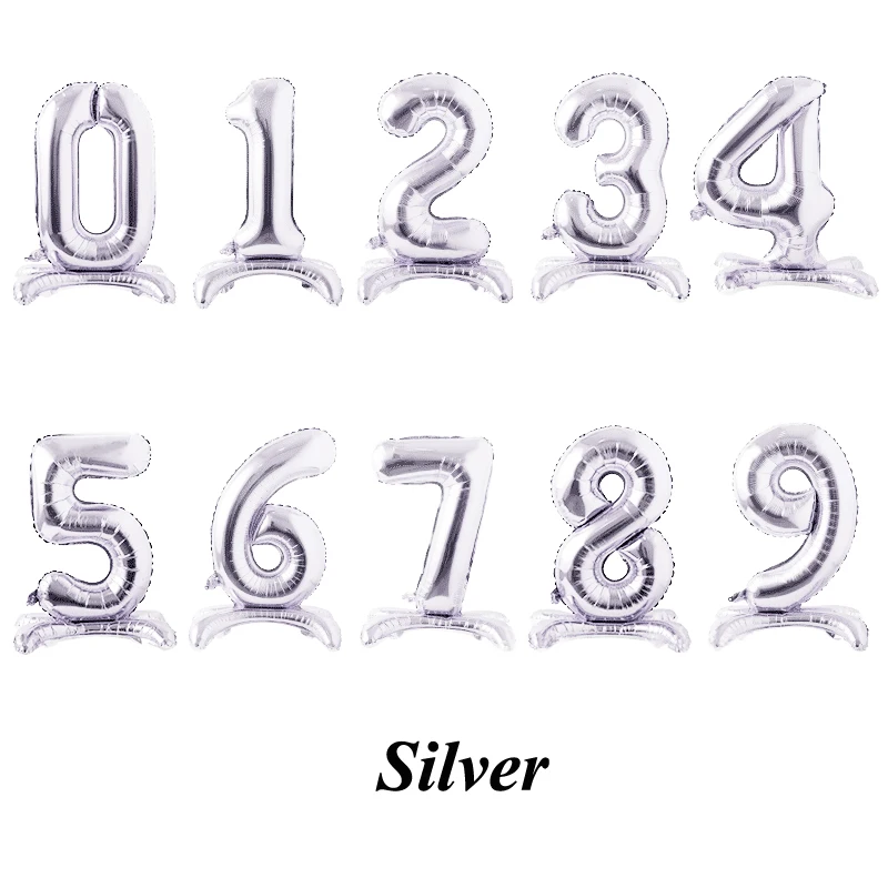 1PC 32inch Rose gold silver standing Foil Number Balloons New Figures Inflatable Balls Baby Shower Birthday Wedding Decoration