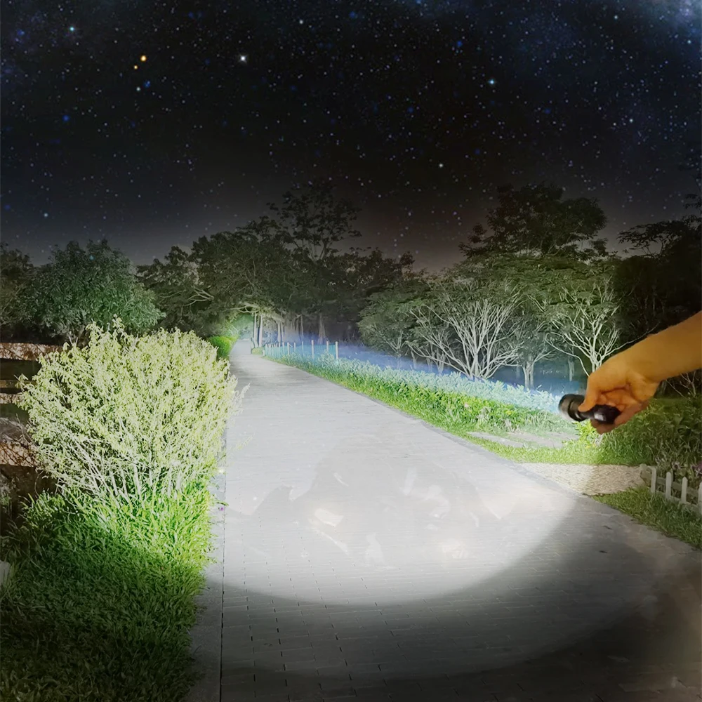 BORUiT C8 High Power LED Flashlight 1000M Lighting Distance Torch Spotlight by 18650 Battery Camping Hunting Lantern