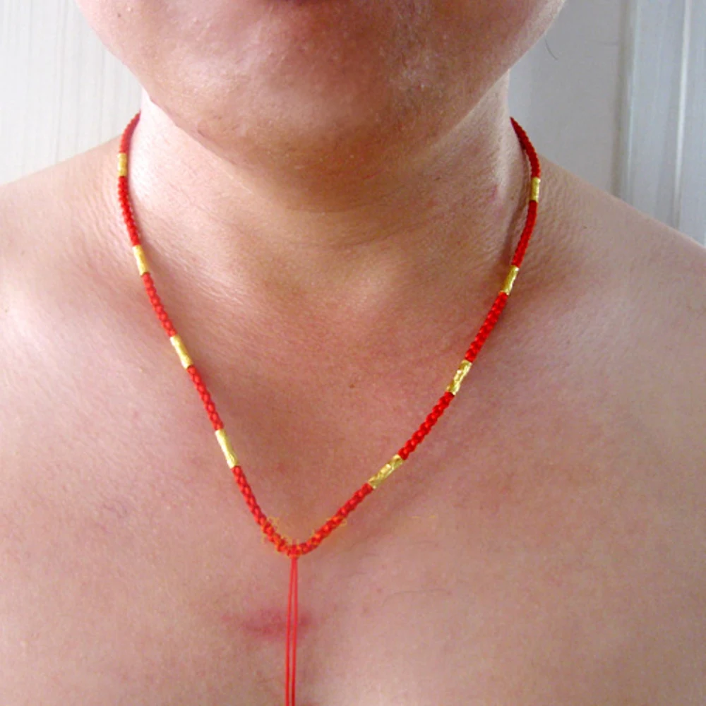 Pure 999 24K Yellow Gold 3D Bead DIY Bracelet Necklace Carved Round Tube Long Bead Pendant For Men Women