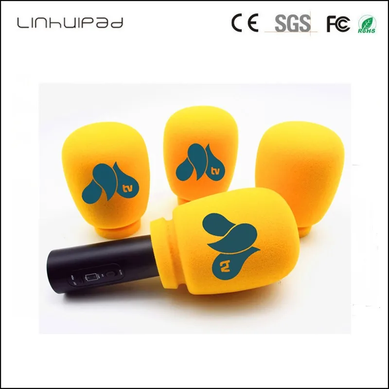 Linhuipad Q5 Linhuipad Q5 مقابلة محطة تلفزيون مخصصة ميكروفون الزجاج الأمامي كبير الحجم طباعة الشعار مراسل مراسل نادي كرة القدم رغوة الزجاج الأمامي