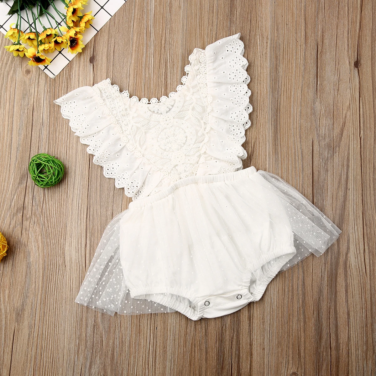 Newborn Infant Baby Girls Long Sleeve Lace Tutu Dress Bodysuit Outfits Cute Lovely Girls One Piece Clothes