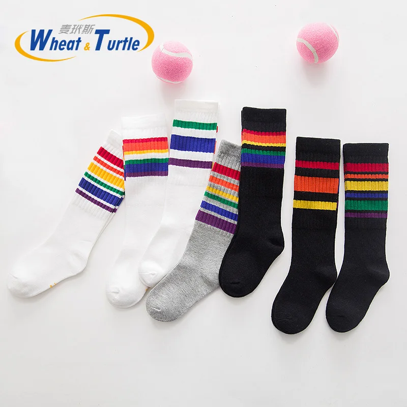 Mother Kids Children's Clothing Socks Cotton Unisex Colorful Striped Middle Shaft Feet Protect  For Baby  Children