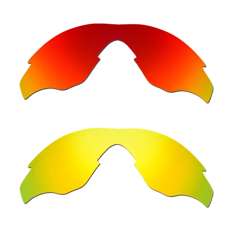 

HKUCO For M2 Sunglasses Replacement Polarized Lenses 2 Pairs - Red & Gold