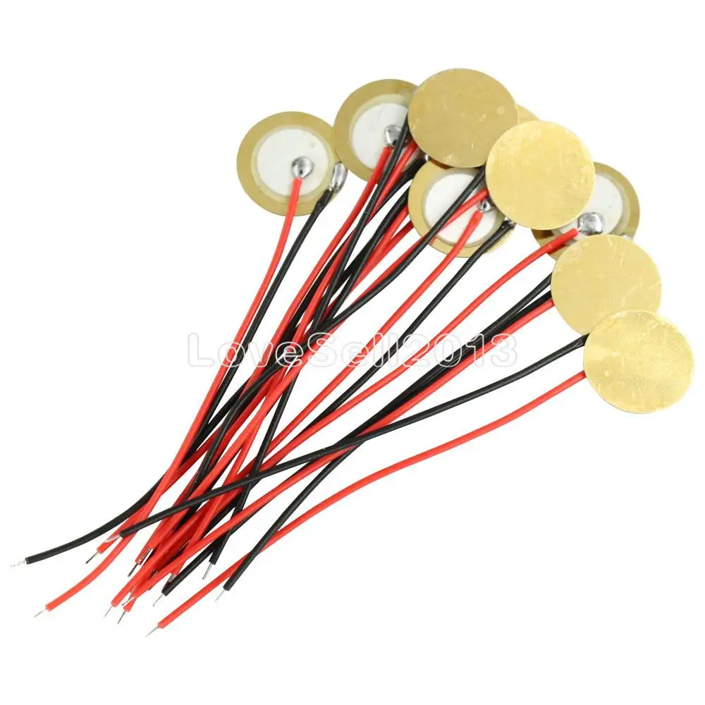 5PCS 12mm Piezo Elements Sounder Sensor Trigger Drum Disc+wire copper