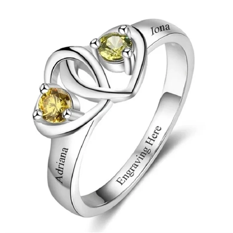 Anello con nome personalizzato con Birthstone 925 anelli con nome personalizzato in argento anelli per donna anelli gioielli regalo di compleanno