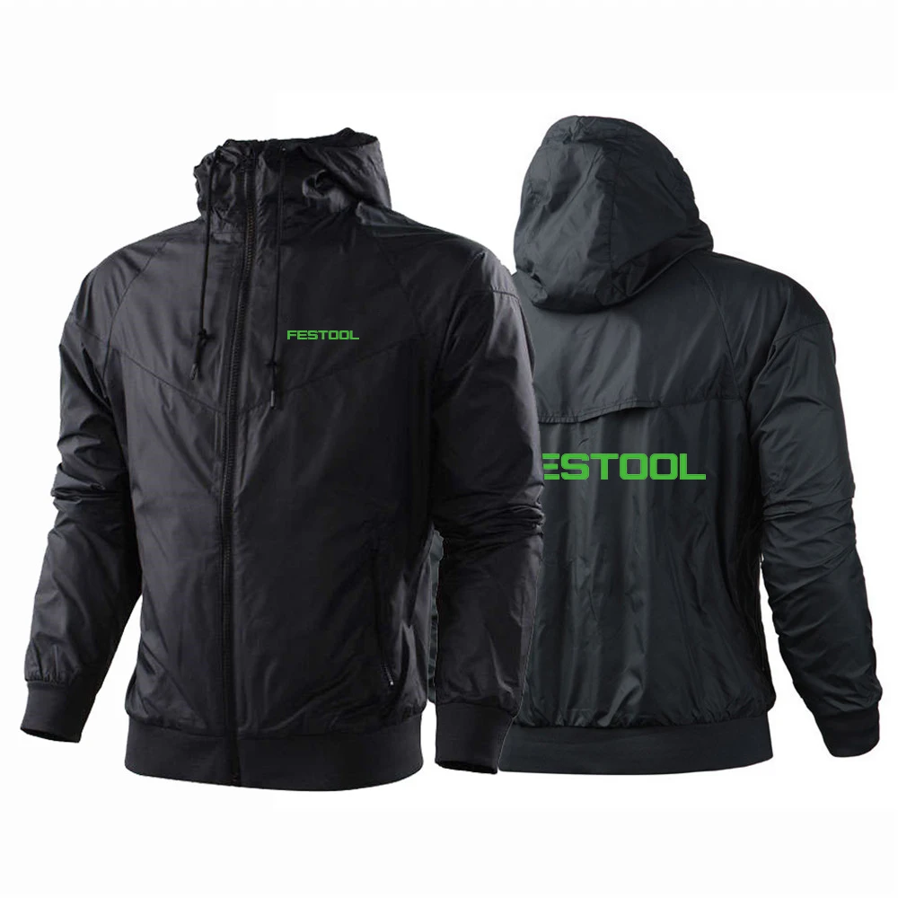 Festool Tools Printing 2021 New Spring Autumn Men's Hooded Jacket Windproof and Waterproof Outdoor Fashion Windbreaker Jacket